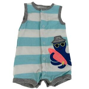 Carter’s Blue & White Striped Octopus Tank Romper Newborn